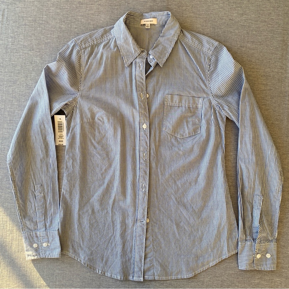 ARITZIA SUNDAY BEST | Capote White Blue Striped Shirt 100% Cotton Size XXS